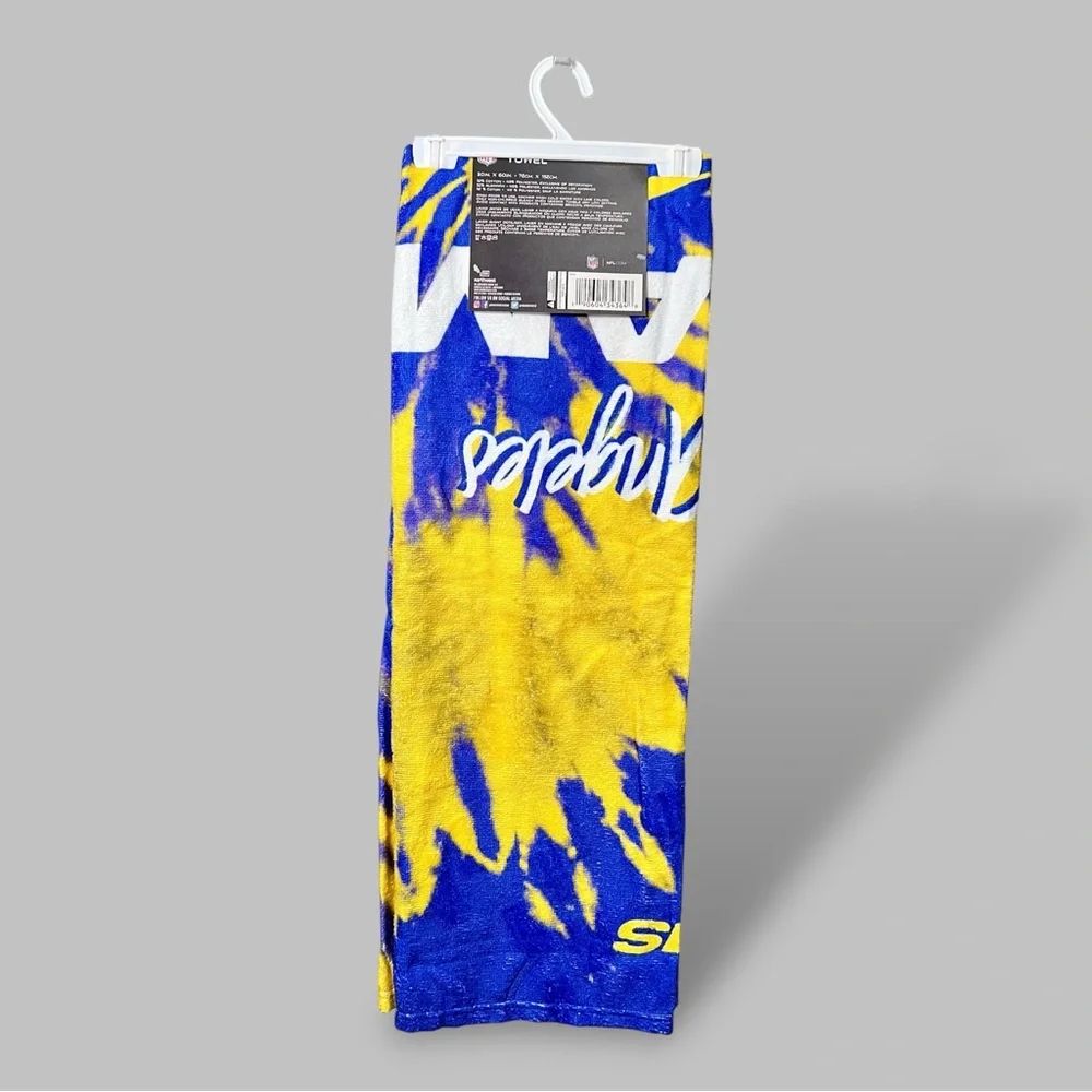 Los Angeles Rams NFL Psychedelic Colors Blue Yellow Large Beach Towel 30”x60”